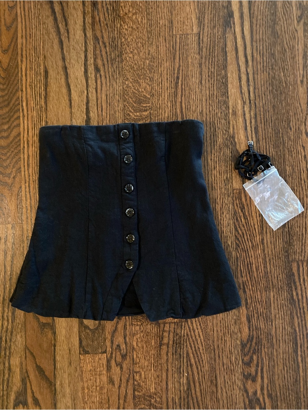 Abercrombie & Fitch Black Strapless Button-Front Top